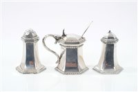 Lot 364 - 1930s Omar Ramsden three piece silver...