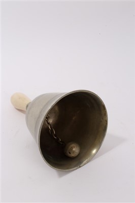 Lot 774 - 19th century white metal table bell with ivory...