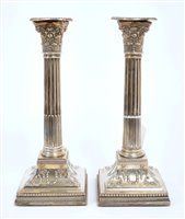 Lot 310 - Pair Victorian silver Corinthian column...