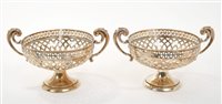 Lot 326 - Pair Edwardian silver twin-handled dishes of...