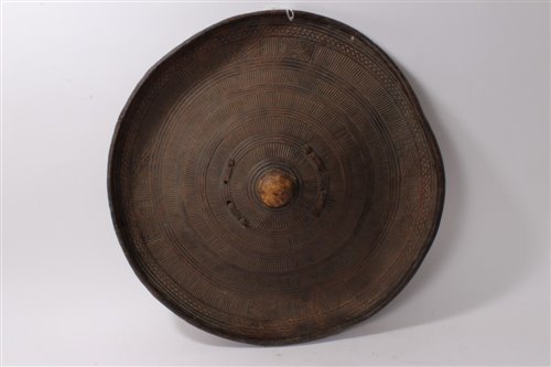 Lot 718 - Antique Ethiopian tribal hide shield of...