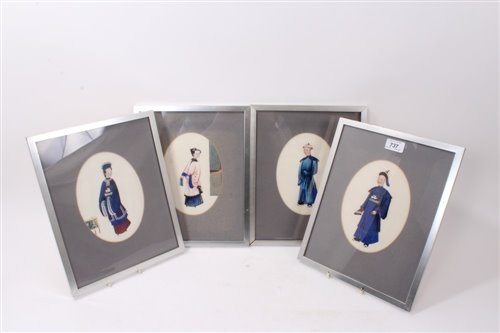 Lot 737 - Set of four 19th century Chinese paintings on...