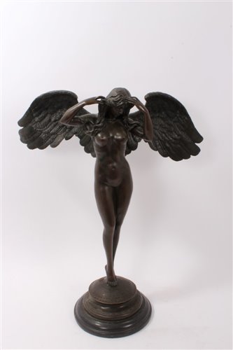 Lot 785 - Art Deco style bronze sculpture of a winged...