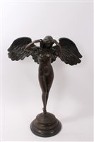 Lot 785 - Art Deco style bronze sculpture of a winged...