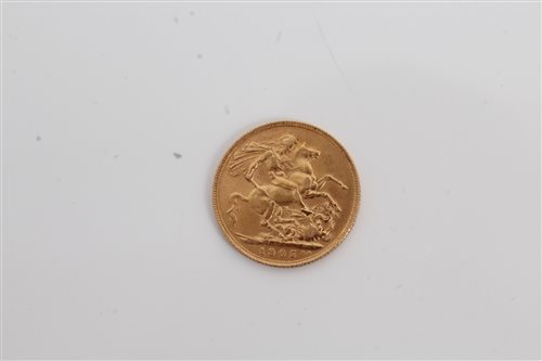 Lot 48 - G.B. gold Sovereign Edward VII 1905. GF (1 coin)