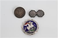 Lot 61 - World - enamelled and silver mounted coins -...