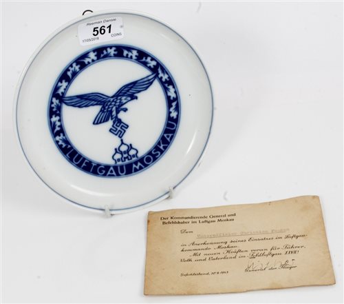 Lot 561 - Scarce Nazi Meissen plate depicting the...