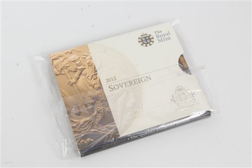 Lot 85 - G.B. gold Sovereign Elizabeth II - 2012. FDC...