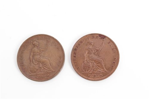 Lot 115 - G.B. Victoria copper Pennies 1841OT (N.B. no...