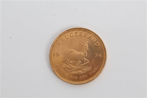 Lot 180 - South Africa gold Krugerrand 1974. UNC (1oz...