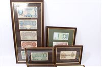Lot 200 - G.B. mixed banknotes and coins set in glazed...