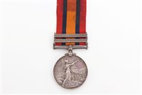 Lot 501 - Queen's South Africa medal with two clasps -...