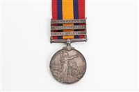 Lot 503 - Queen's South Africa medal with three clasps -...