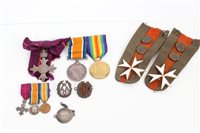 Lot 507 - Interesting First World War O.B.E. medal trio -...