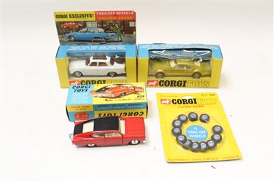 Lot 2711 - Corgi Oldsmobile Tornado no. 276, Rover 2000 TC, Marlin by Rambler Sports Fastback no. 263, all boxed, plus one pack of take off wheels no. 1351 (4)