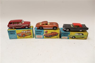 Lot 2718 - Corgi Ford Consul Cortina no. 491, Chevrolet Corvette no. 310, Ford Thunderbird no. 2145, all Boxed