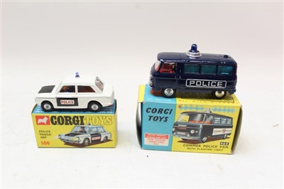 Lot 2720 - Corgi Commer Police Van with Flashing Light no. 464, Police 'Panda' Imp no. 506, both boxed (2)