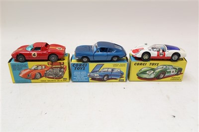 Lot 2722 - Corgi Porsche Carrera 6 no. 330, Lancia Flaminia Sport Zagato no. 332, Ferrari 'Berlinetta' 250 Le Mans no. 314, all boxed