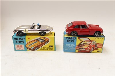 Lot 2725 - Corgi E-Type Jaguar Competition Model no. 312, MGB GT no. 327, both boxed (2)