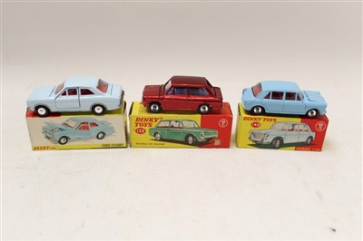 Lot 2732 - Dinky Morris 1100 no. 140, Hillman Imp Saloon no. 138, Ford Escort no. 168, all boxed (3)