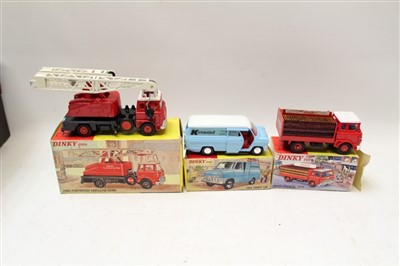 Lot 2735 - Dinky Jones Fleetmaster Cantilever Crane no. 970, Ford Transit Van no. 407, Bedford Coca Cola Truck no. 402, all boxed (3)