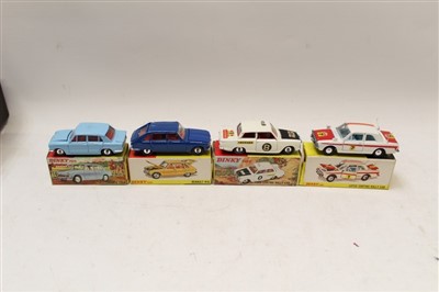 Lot 2739 - Dinky Renault R16 no. 166, Ford Cortina Rally Car no. 212, Lotus Cortina Rally Car no. 205, Triumph 1300 no. 162, all boxed (4)