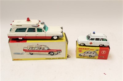 Lot 2742 - Dinky Superior Cadillac Ambulance no. 267, Vauxhall Ambulance no. 278, both boxed (2)