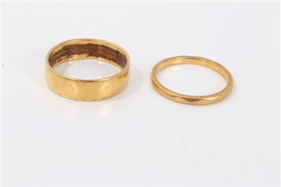 Lot 3243 - Two gold (22ct) wedding bands