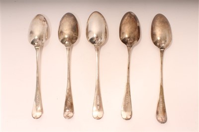 Lot 434 - 5 Hester Bateman table spoons