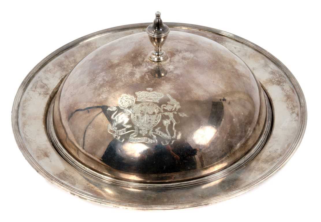 Lot 129 - Royal silver muffin dish and cover