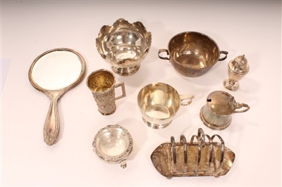 Lot 454 - Selection of misc silver to include small Monteith, two-handled bowl (various dates / makers), 20ozs