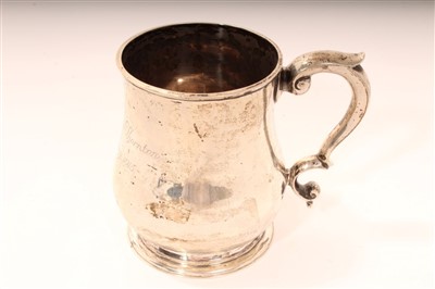 Lot 451 - George V silver mug of baluster form, Goldsmiths & Silversmiths Co. Ltd., 8ozs, 9.5cm overall height