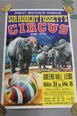 Lot 2403 - Circus Poster:  Sir Robert Fossett’s Circus & Zoo ‘The World’s Most Adorable Group of Baby Elephants’ (different artwork to lot no. 2402), 76cm x 50cm approximately
