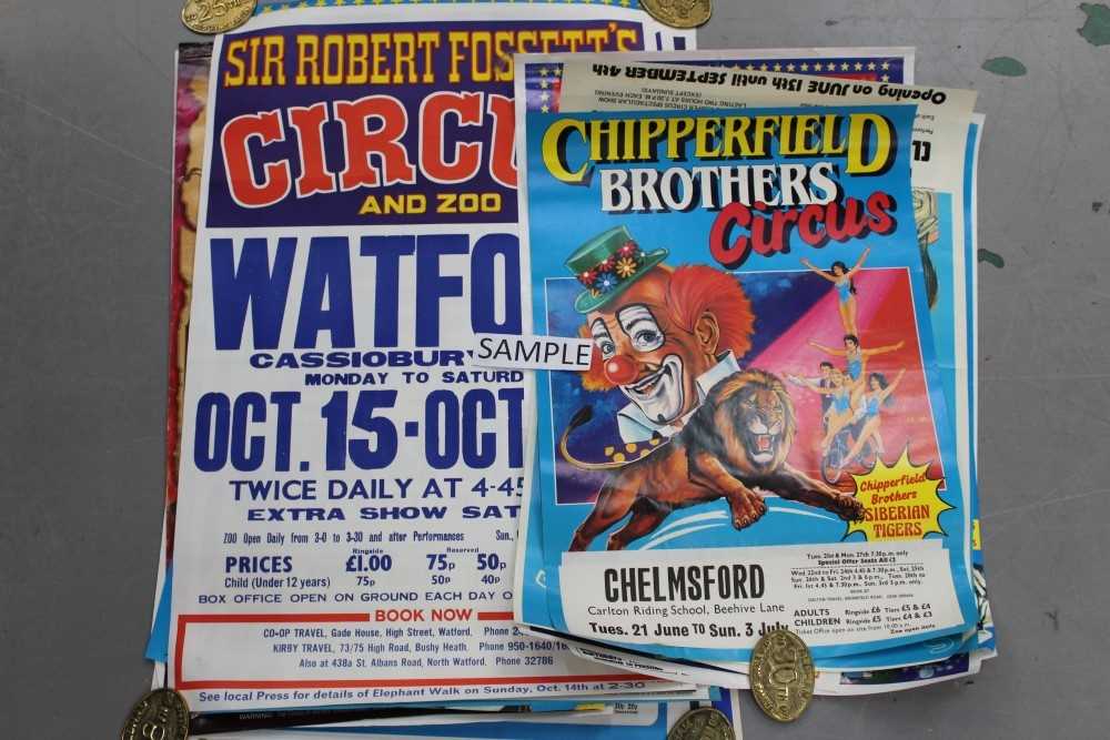 Lot 2420 - Circus Posters:  Selection of 1970s and 1980s period – including Austen Brothers, Chipperfield’s, Sir Robert Fossett’s, Robert Brothers, Gerry Cottle, Circus of Horrors, Bertram Mills, etc (20+)