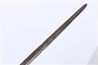 Lot 836 - Late 18th century French officers’ sword with gilt brass shell guard and engraved double-edged straight blade