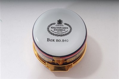 Lot 42 - The Royal Victorian Order – Halcyon Days circular enamel box with Royal Victorian Order badge