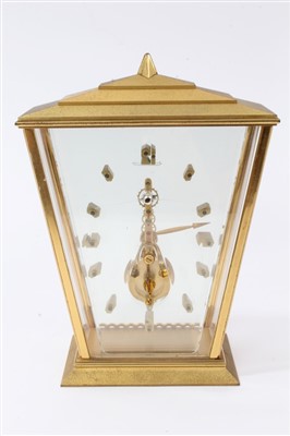 Lot 1252 - 1950s / 1960s Jaeger-LeCoultre skeleton desk clock with visible movement and 'suspended' numerals