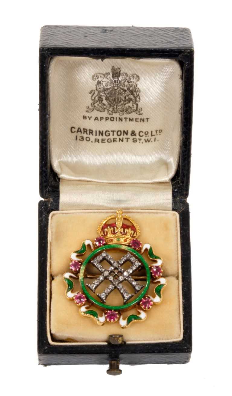 Lot 1 - HM Queen Alexandra – fine Royal Presentation gold, diamond, ruby and enamel brooch