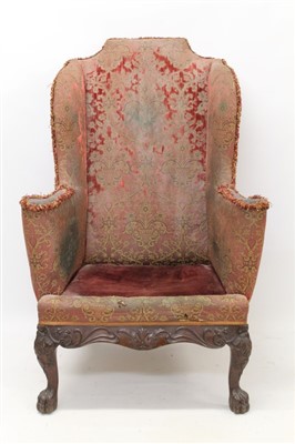 Lot 1598 - Queen Anne style wing armchair