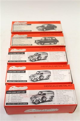 Lot 2753 - Somerville 1:43 scale metal kit Ford E494C 5cwt van (x 3), plus Austin Allegro and Austin FX4 taxi – all boxed and unconstructed (5)