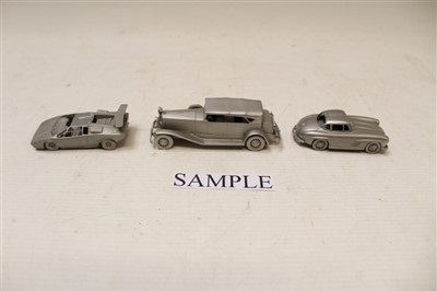 Lot 2768 - Danbury Mint collection of pewter model cars in original boxes (60)