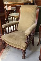 Lot 1402 - Late Victorian mahogany framed armchair