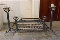 Lot 1404 - Arts and Crafts style wrought iron fire basket