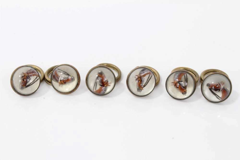 Lot 840 - Set of six Essex crystal buttons on an equestrian theme