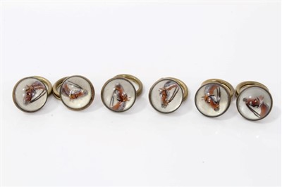 Lot 840 - Set of six Essex crystal buttons on an equestrian theme