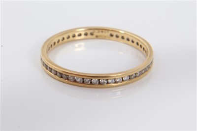 Lot 3222 - Gold (18ct) diamond full band eternity ring, estimated to weigh 0.34cts in total. Ring size P