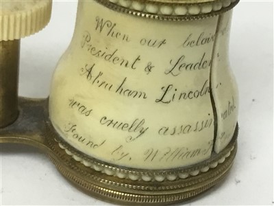 Lot 1300 - Mrs Mary Todd Lincoln’s opera glasses, dropped in Ford’s Theatre the night of President Lincoln’s assassination