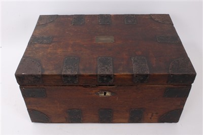 Lot 1016 - Mid 19th century oak and metal bound silver box