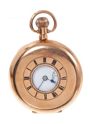 Lot 750 - 9ct gold half hunter pocket watch