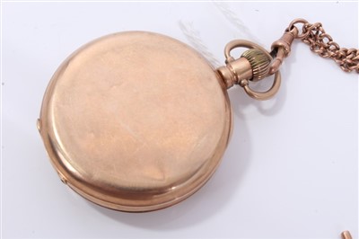 Lot 3235 - Gold (9ct) pocket watch with rose gold (9ct) watch chain